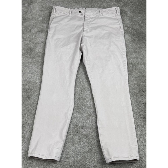 Peter Millar Collection Pants Men 38x28 Beige Flat Front Chino Golf Cotton Blend - Picture 1 of 13